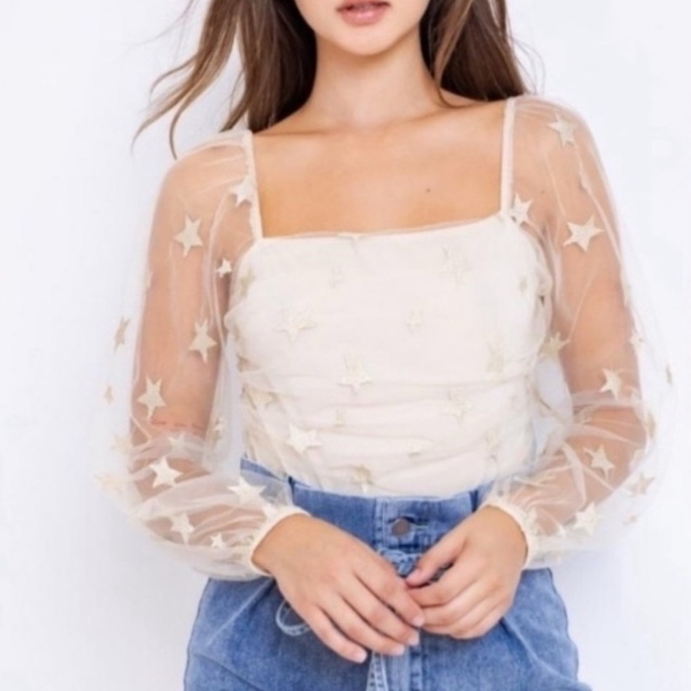 Sheer Sleeve Star Body Suit